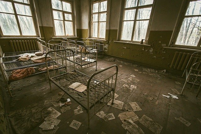 postele v Černobylu